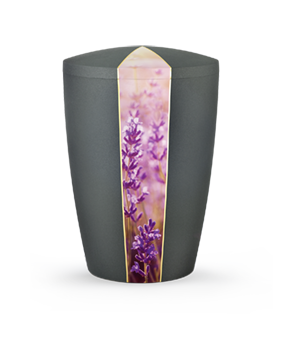Naturstoffurne, Flora, vertikales Dekor "Lavendel", Anthrazit